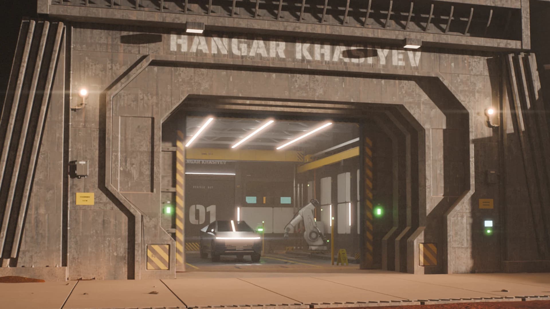 The Cybertruck at the bunker door, 2026